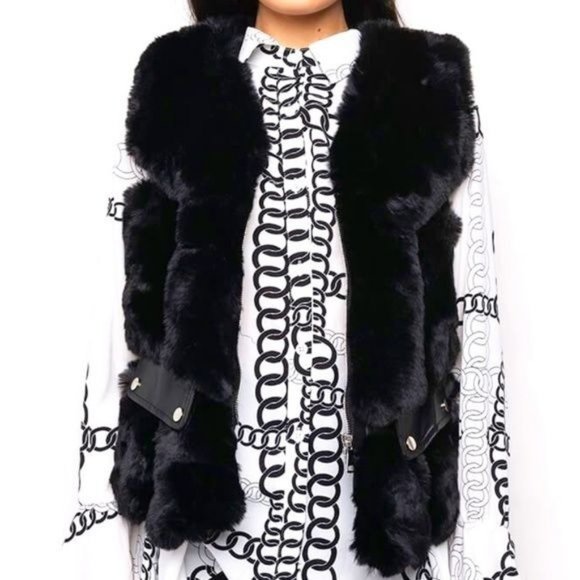 Miz Vegan: Fur & Leather Trimmed Vest - Picture 5 of 16